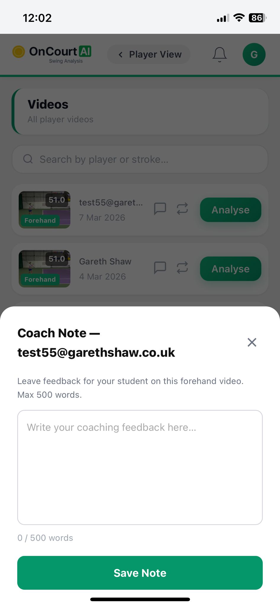 Add coaching note
