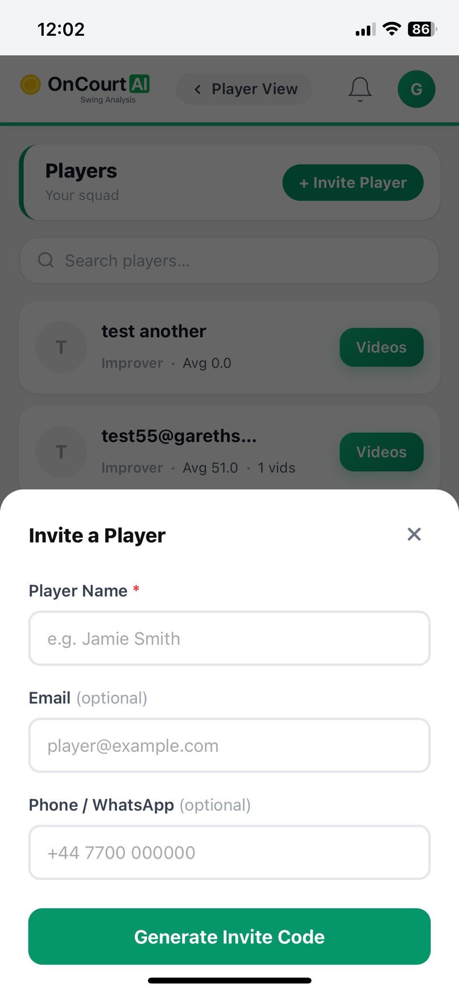 Invite a player